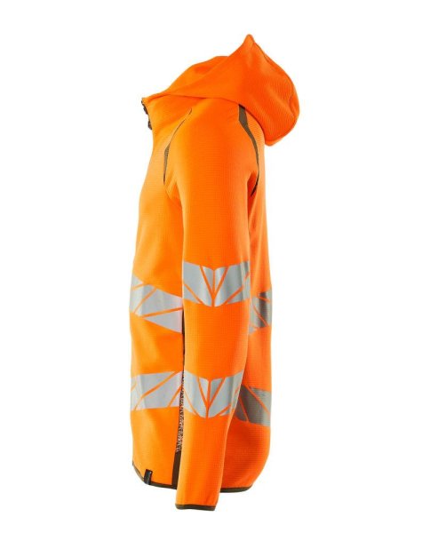 Zoom bild av Huvtröja med blixtlås, orange/mossgrön