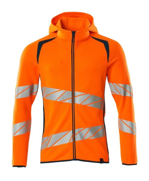 Zoom bild av Huvtröja med blixtlås, orange/petrolium