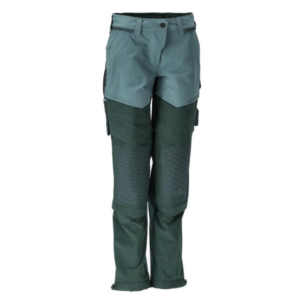 Zoom bild av Byxor dam med knäfickor, ljus skogsgrön/skogsgrön