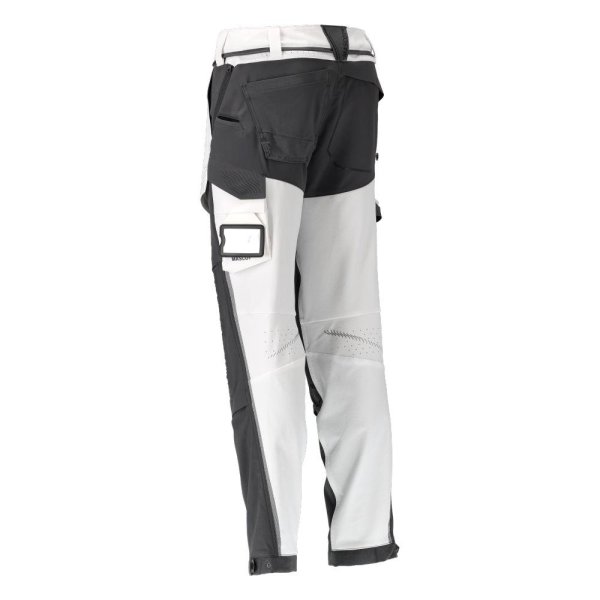 Zoom bild av Byxor med knäfickor, vit/stengrå