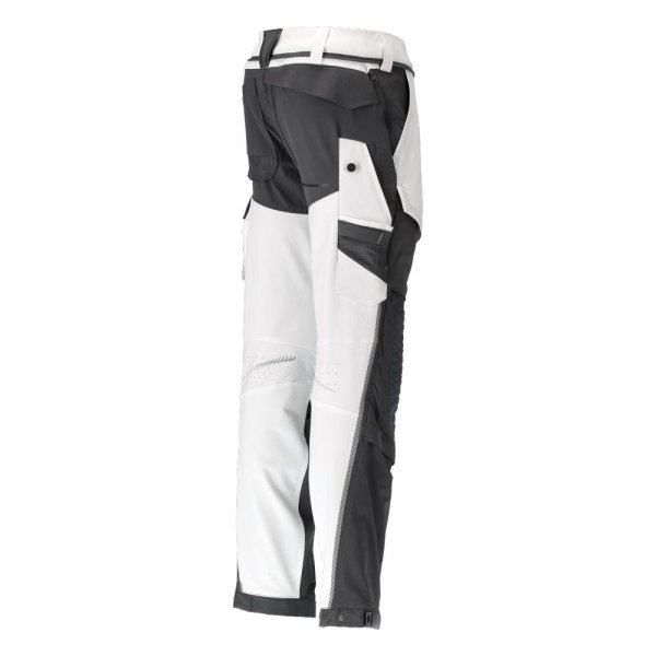 Zoom bild av Byxor med knäfickor, vit/stengrå