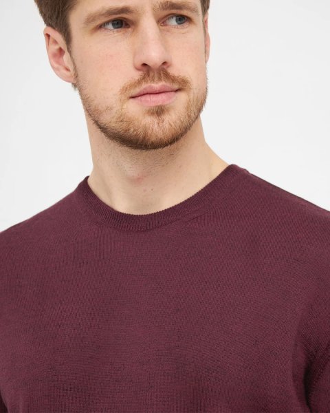 Zoom bild av Milan mens pullover round-neck, burgundy melange