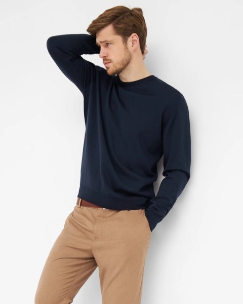 Zoom bild av Milan mens pullover round-neck, dark navy