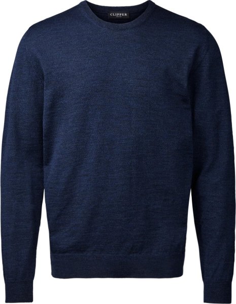 Zoom bild av Milan mens pullover round-neck, dark blue mouliné