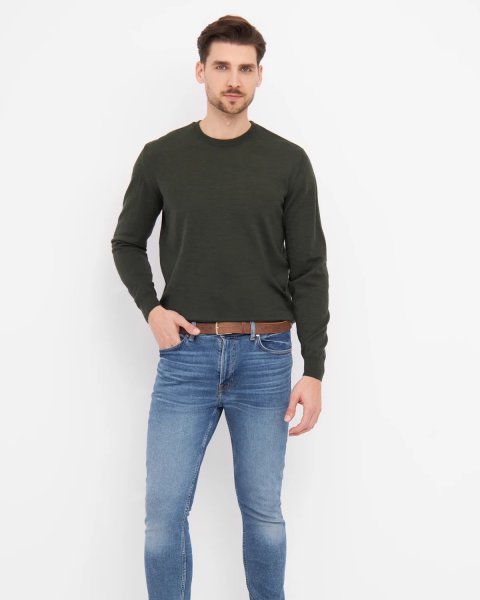 Zoom bild av Milan mens pullover round-neck, olive melange