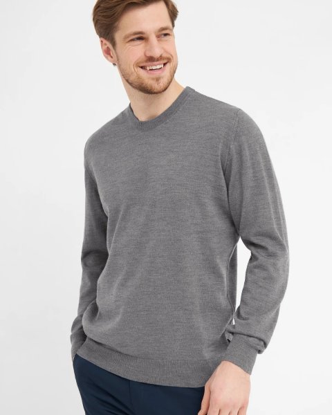 Zoom bild av Milan mens pullover round-neck, stone grey melange
