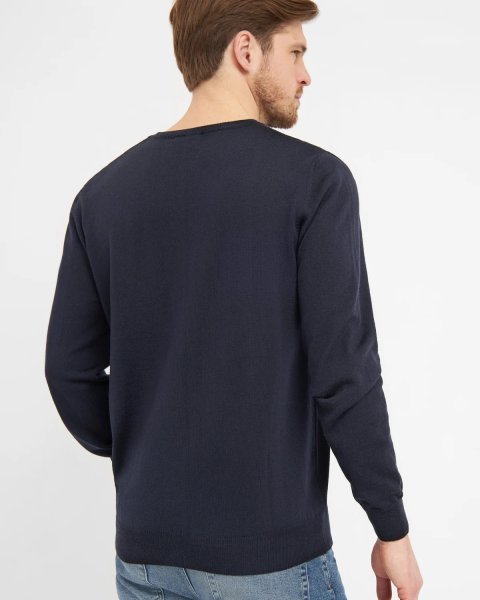 Zoom bild av Milan mens pullover v-neck, dark navy