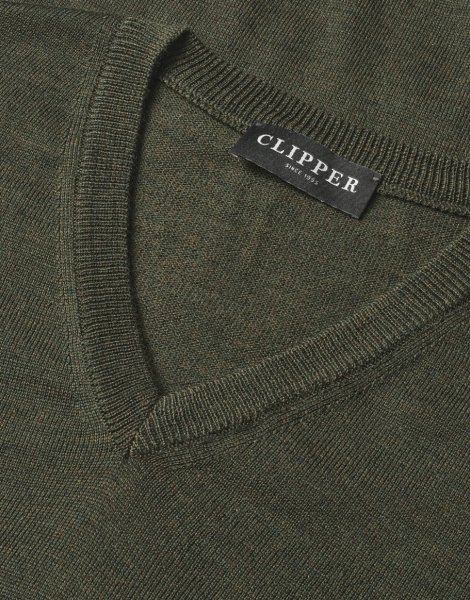 Zoom bild av Milan mens pullover v-neck, olive melange