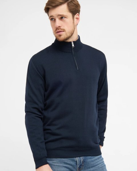 Zoom bild av Milan mens pullover zip-neck, dark navy