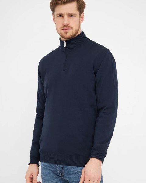 Zoom bild av Milan mens pullover zip-neck, dark navy