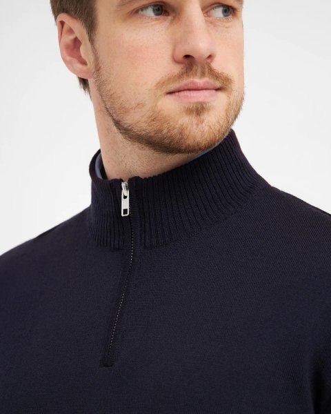 Zoom bild av Milan mens pullover zip-neck, navy melange