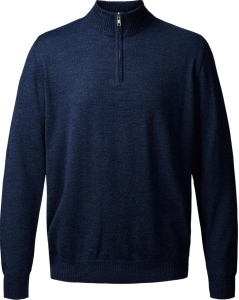 Zoom bild av Milan mens pullover zip-neck, dark blue mouliné