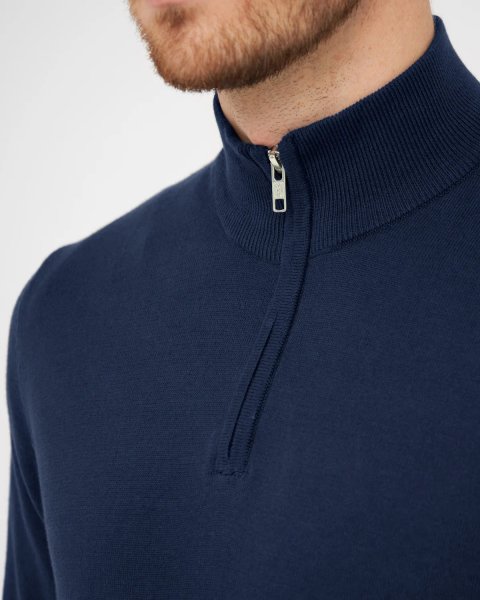 Zoom bild av Milan mens pullover zip-neck, dark blue mouliné
