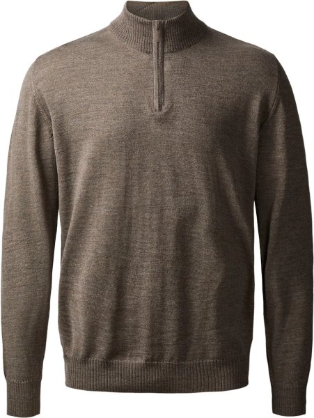 Zoom bild av Milan mens pullover zip-neck, dark khaki melange