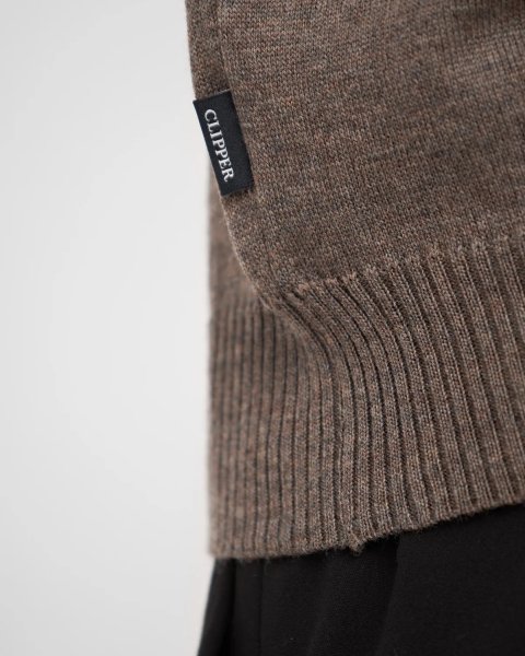 Zoom bild av Milan mens pullover zip-neck, dark khaki melange
