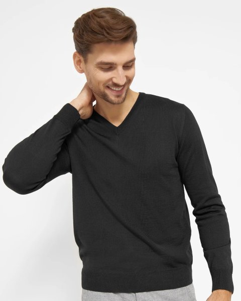 Zoom bild av Copenhagen mens pullover v-neck slimfit, black