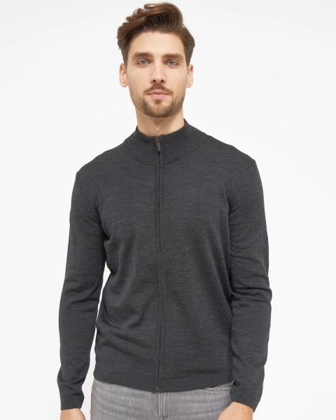 Zoom bild av Berlin mens cardigan, dark charcoal melange