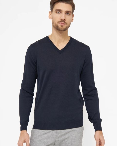 Zoom bild av Stockholm mens pullover v-neck, dark navy