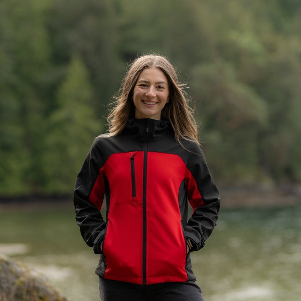 Zoom bild av Women's Cascades Softshell Hoody, red/black
