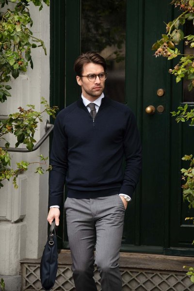 Zoom bild av Elegant 1/4-Zip, navy