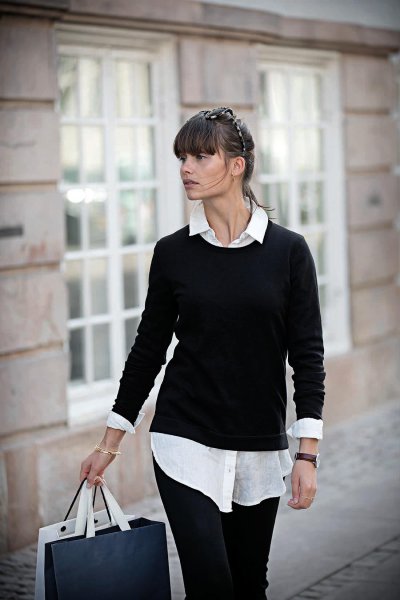 Zoom bild av Woman elegant round neck, black
