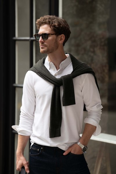 Zoom bild av Deluxe longsleeve polo, white