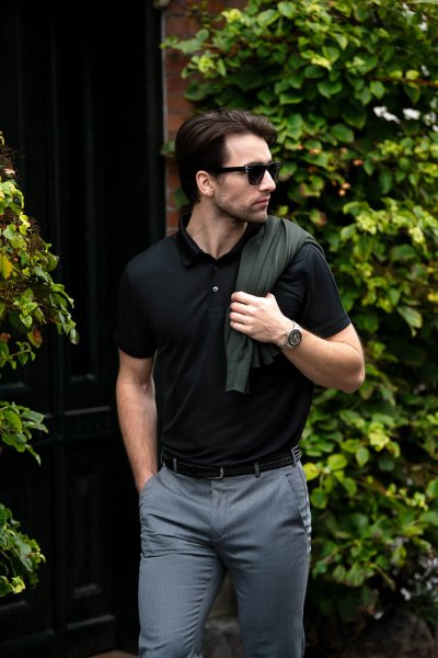 Zoom bild av Quick dry performance polo, black