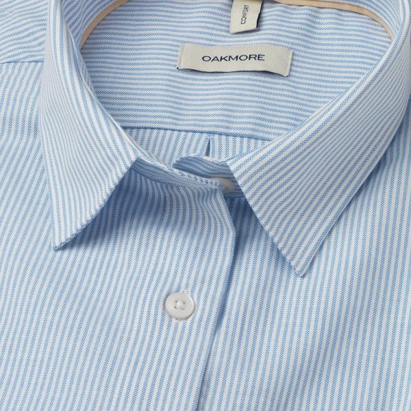 Zoom bild av Light blue/white striped female stretch oxford shirt, comfort fit
