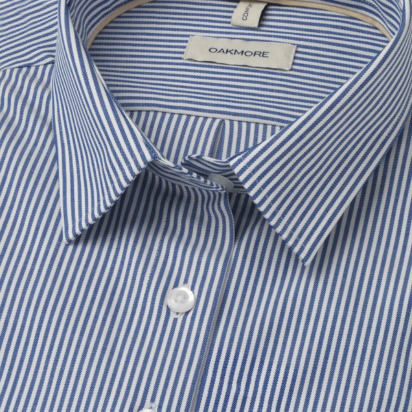 Zoom bild av Blue/white female stretch twill shirt, slimfit
