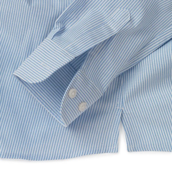 Zoom bild av Light blue/white striped female stretch oxford shirt, comfort fit