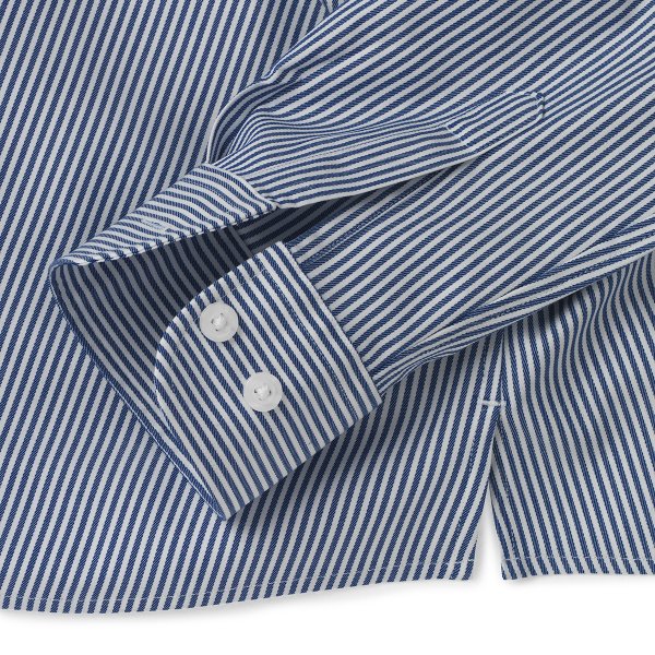 Zoom bild av Blue/white female stretch twill shirt, slimfit