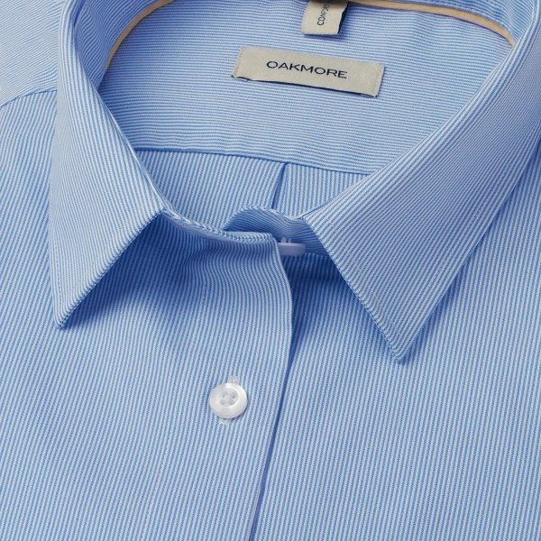 Zoom bild av Light blue/white fine striped female stretch oxford shirt, loose fit