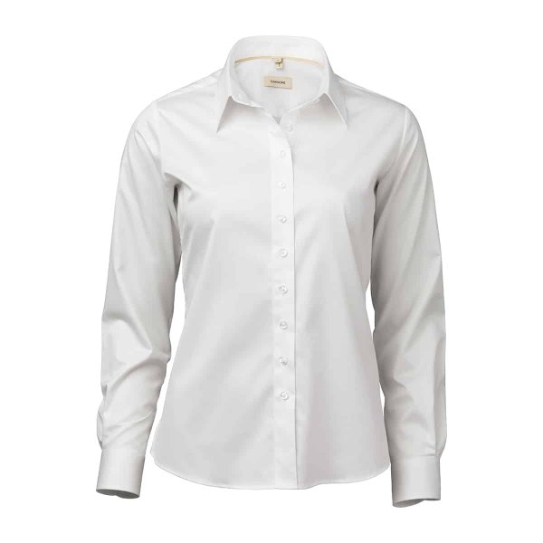 Zoom bild av White female stretch twill shirt, loose fit