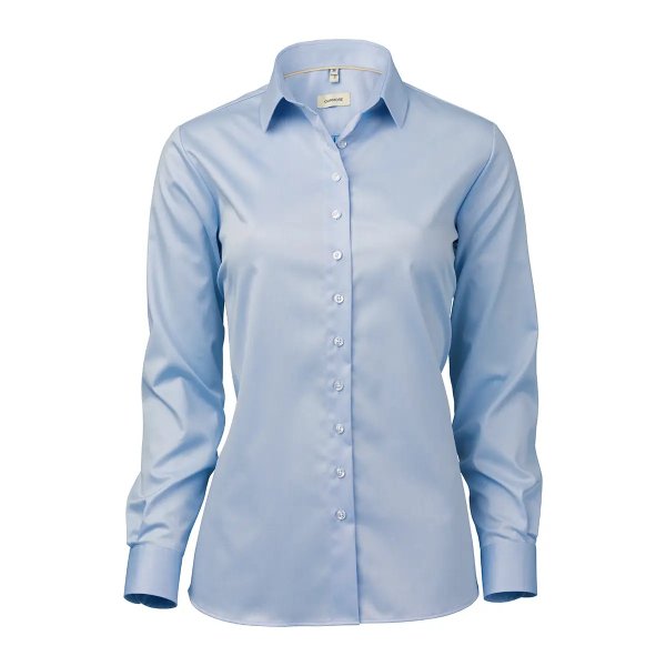 Zoom bild av Light blue female stretch twill shirt, comfort fit