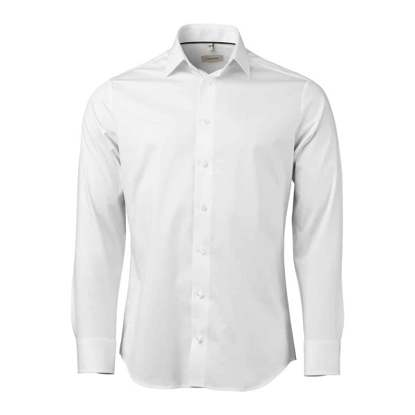 Zoom bild av White stretch twill shirt, comfort fit