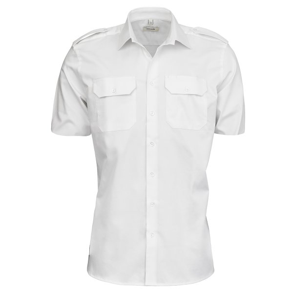 Zoom bild av White short sleeve uniform stretch shirt, comfort fit