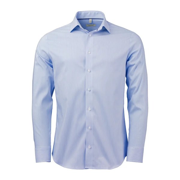 Zoom bild av Light blue/white fine striped stretch oxford shirt, comfort fit
